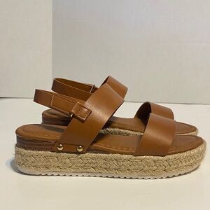 Natural Reflections Brown Platform Sandals with adjustable Velcro strap